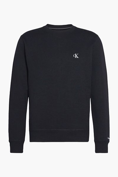 Calvin Klein Pánské logo značky Detailní cyklistický límec Regular Fit černý svetr J30J314536-BAE