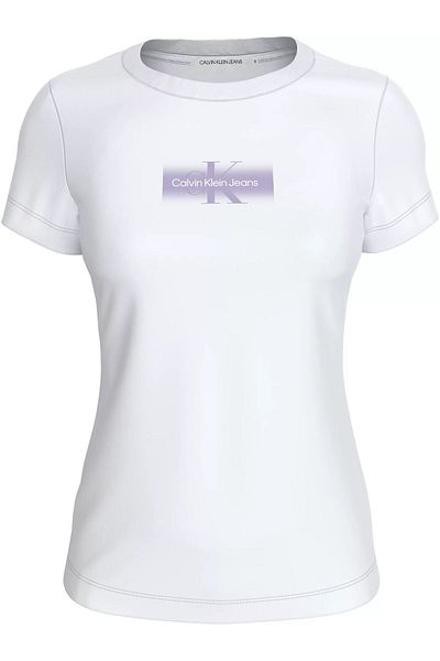 Calvin Klein White Women's Slim Fit OUTLINED CK T-Shirt