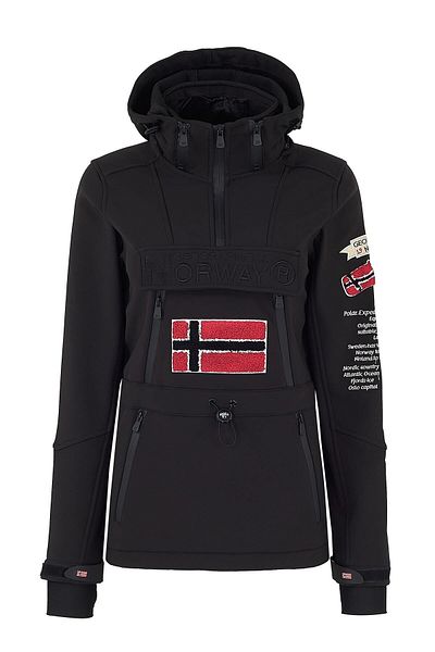 Norway Geographical Women's Black Hooded Outdoor Coat