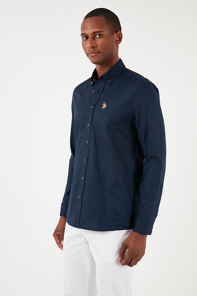 U.S. Polo Assn. Мъжка риза с лого на US Polo, яка с копчета, 100% памук, стандартна кройка G081sz0041829891