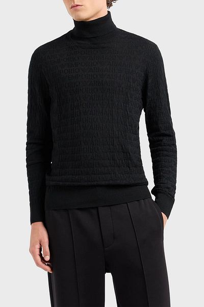 Emporio Armani Men's Turtleneck Sweater - 100% Wool, 6D1MXJ 1MJMZ 0999