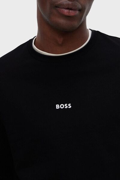 BOSS Logolu Regular Fit Bisiklet Yaka Uzun Kollu Pamuklu T Shirt Erkek T Shirt 50473286 001
