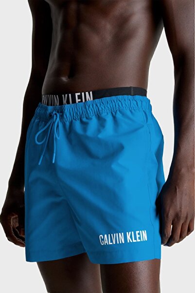 Calvin Klein Double Waist Detailed Swim Shorts Waist Tied Swimsuit Short KM0K...