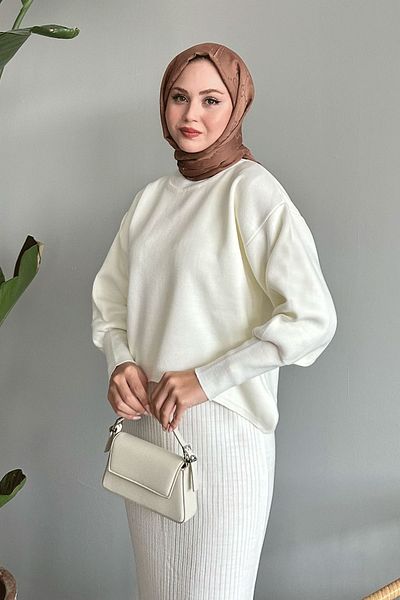 InStyle Set de rochii cu mâneci cu balon din tricotaje albe