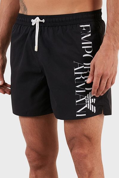 Emporio Armani Мъжки бански къси панталони с лого, стандартна кройка и връзки на талията, размер S, 211740