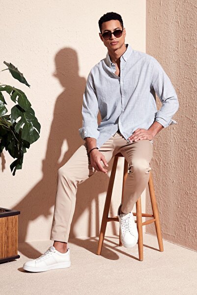 Buratti قميص رجالي من القطن ذو الياقة العادية والأزرار Cf24s116488