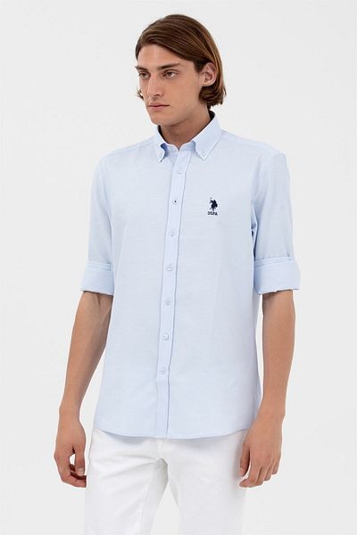 U.S. Polo Assn. Мъжка прилепнала едноцветна спортна риза
