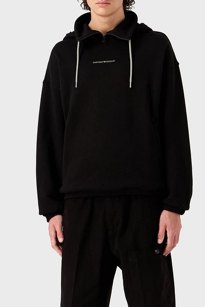Emporio Armani Cotton Relaxed Fit Half Zipper Stand Collar J30J324149BEH Men's Sweat J30J324149 BEH
