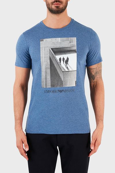 Emporio Armani Мъжка тениска с щампа и кръгло деколте, размер S 3k1t6s 1jq4z F981