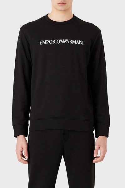 Emporio Armani Logo Crew Neck Cotton Regular Fit Sweat Men's SWEAT 8N1MR6 1JRIZ F009