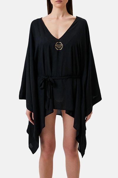 PHILIPP PLEIN Logo Waist Tied Regular Fit Kimono Kaftan KAFTAN DMPPK0299