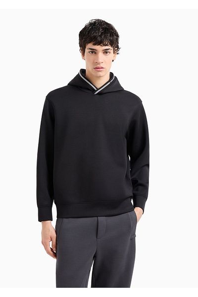 Emporio Armani Men's Black Sweatshirt - Cotton, Hooded, Long Sleeve, Logo 6D1M99 1Jrrz-0999