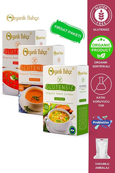 Organik Bahçe Glutensiz Domates & Tarhana & Sebze Çorbası (3 Paket)
