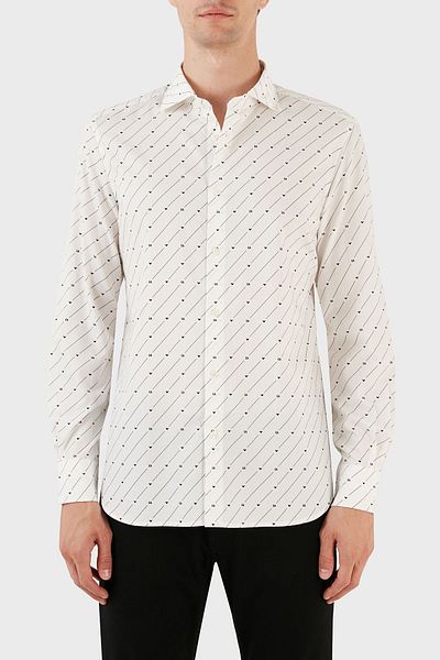 Emporio Armani Cotton Logo Pattern Printed Regular Fit Shirt Men's SHIRT 6R1C86 1NMVZ F1D8