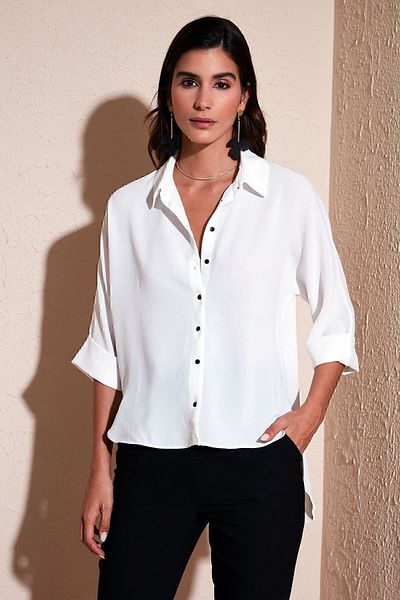 Lela Cămașă cu mânecă trei sferturi, cu spate lung, cu croială relaxată SHIRT67033392S4
