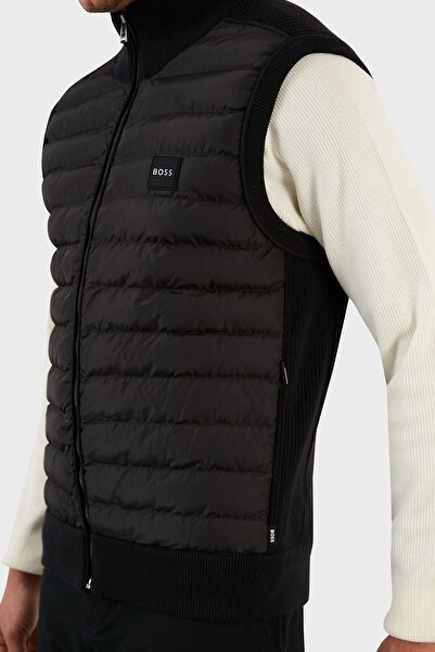 BOSS Regular Fit Yün Karışımlı Fermuarlı Dik Yaka Yelek Erkek Yelek 50478631 001