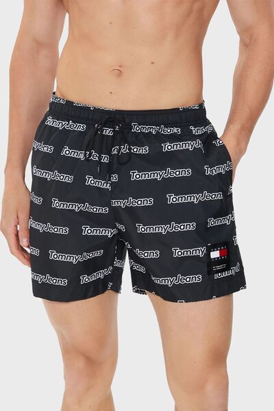 Tommy Jeans Logolu Deniz Şortu Belden Bağlamalı Cepli Mayo Short Erkek Mayo S...