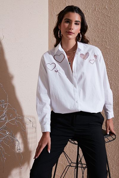 Lela Cămașă cu detaliu inimă, 100% bumbac, cu croiala normală CAMISA51443511