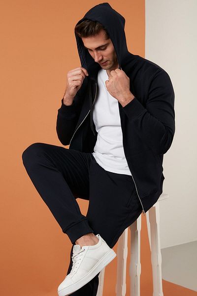 Exxe Pulover pentru bărbați, buzunar, cu fermoar, cu glugă, pentru bărbați 6141001