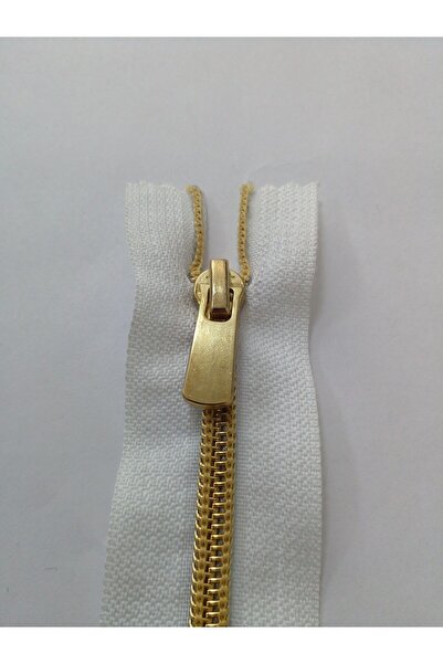 enSarüx T.10 Naylon Beyaz Renk Gold ( Sarı ) Diş 20 Cm Dipli Fermuar 10 Ad