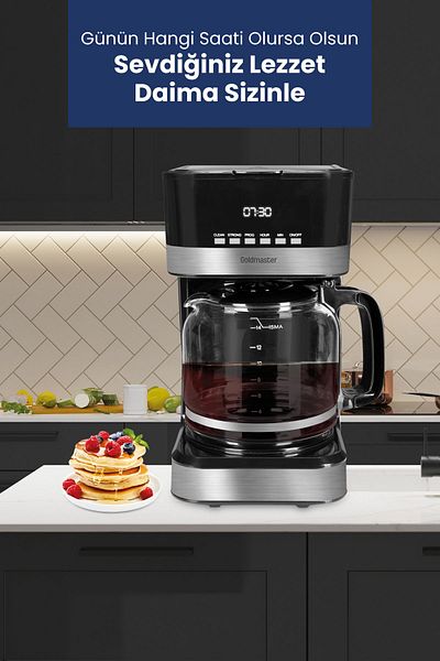 GOLDMASTER Hazz 1.8 Liter - Coffee Machine with Glass Jug, Washable Filter and Automatic Timer