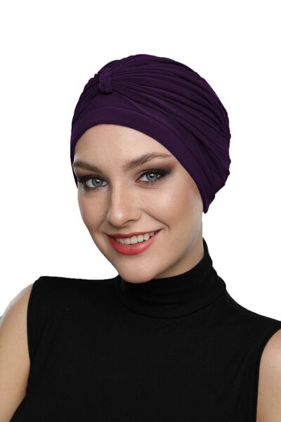 fidan bone Turban împletit mov, gata de purtat, pentru hijab, șapcă pentru pi...