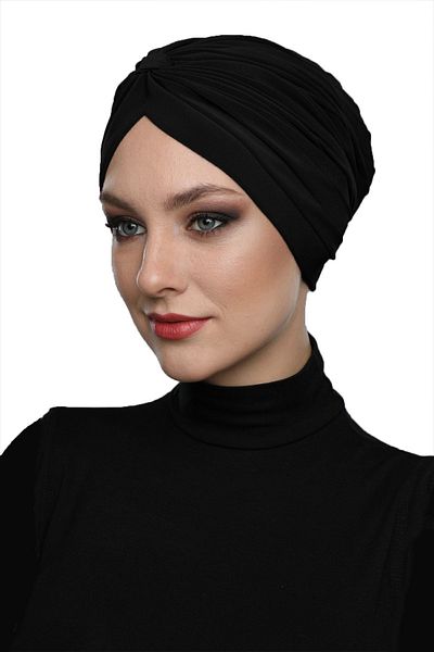 fidan bone Cross Banded Black Ready-made Hijab Hijab Pool Bonnet