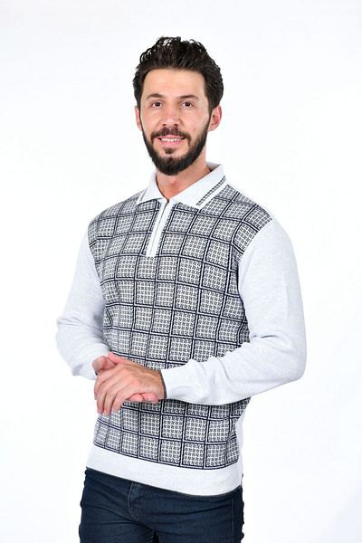 Kamalı Collared Dad Sweater Striped Dad Sweater Dad Knitwear Collared Men's Sweater Polo Collar