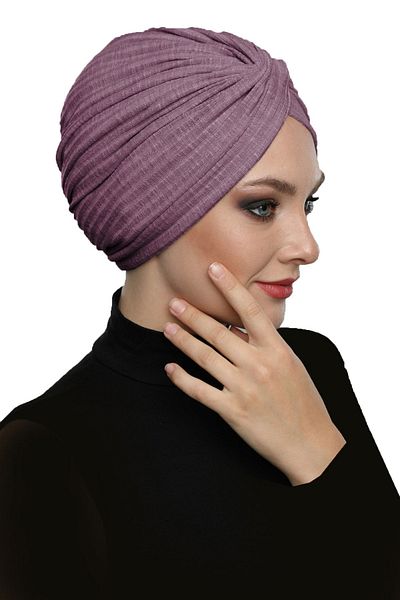fidan bone Cross Combed Cotton Lined Dark Lilac Ready-made Hijab Hijab Pool Bonnet