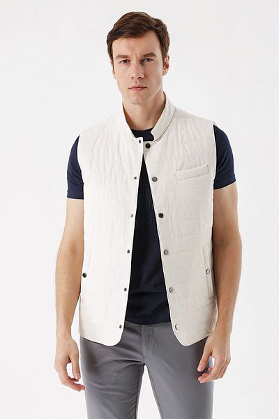 Morven Men's Stone Marfil Patek Dynamic Fit Ray Quilted Sports Vest