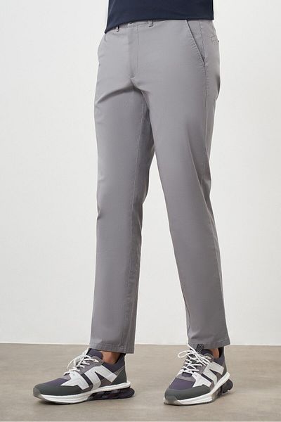 Morven Ανδρικό γκρι παντελόνι Chino Dynamic Fit - Καλοκαιρινό βαμβακερό με πλαϊνές τσέπες