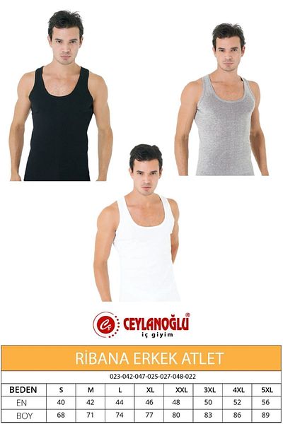 Abani Classic Ανδρικό γκρι εσώρουχο 3 τεμαχίων Ceylanoğlu Rib 100% βαμβάκι
