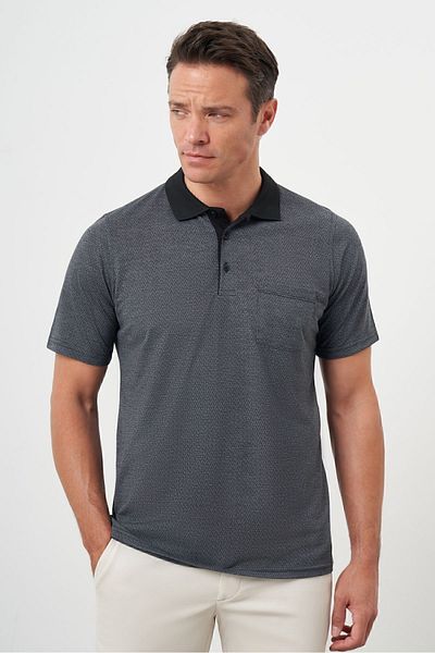 Morven Tricou pentru bărbați, antracit, cu buzunar, cu gât polo