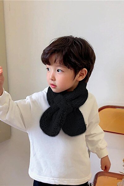 Bundeba Woof Black Children's Scarf Plush Scarf Windproof Fleece Neck Collar Shawl