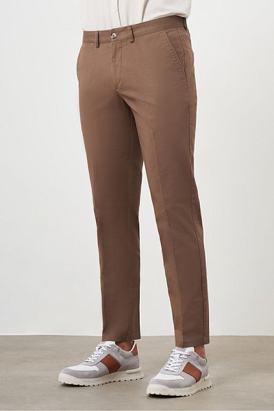 Morven Men's Coffee Summer Cotton Side Pocket Dynamic Fit Chino Pants