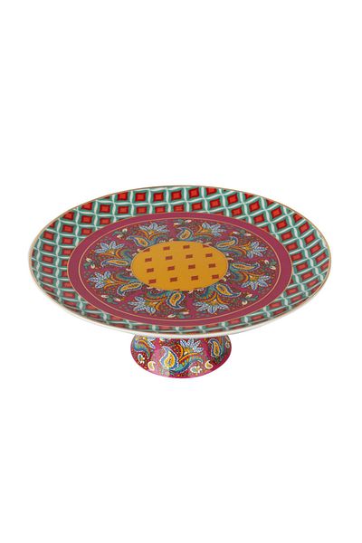 Lucky Art Eliana Bone 27 cm Porcelain Mixed Patterned Standing Cake and Pastry Stand