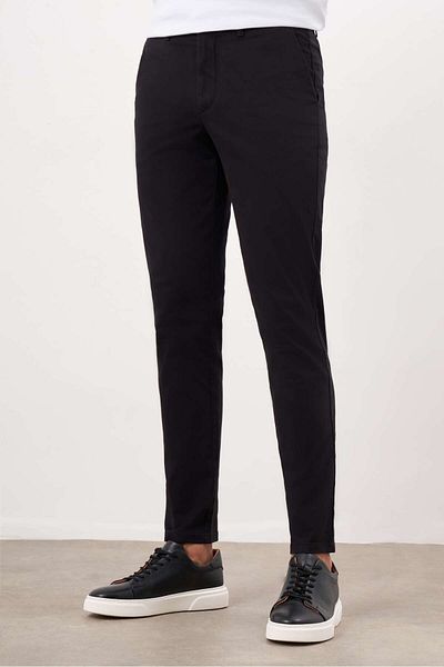 Morven Men's Black Seasonal Cotton Side Pocket Slim Fit Chino Pants