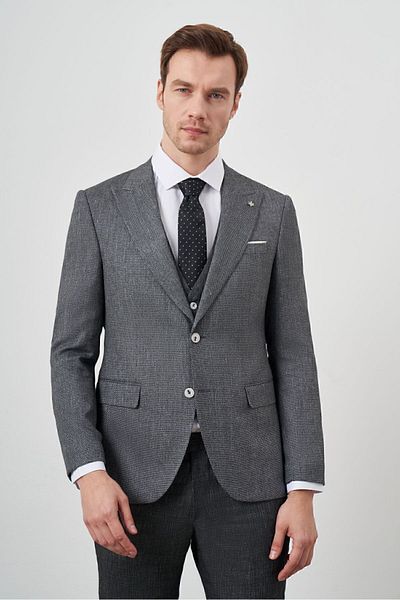 Morven Costum Slim Fit pentru bărbați, combinat de in negru
