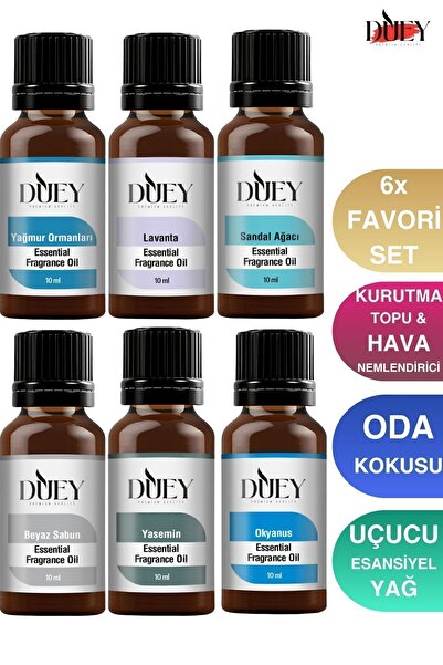 DUEY Hava Nemlendiriciler için 6 Lı Oda Kokusu Uçucu Yağ Buhurdanlık Yağı Oda...