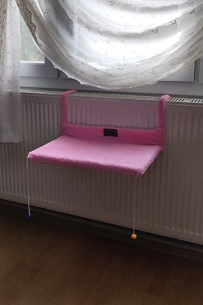 Bundera Cat Radiator Bed Pink Heating Honeycomb Top Hanger Polar Plush Cat Hammock