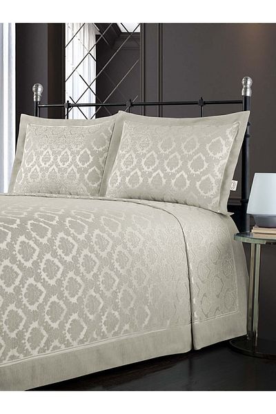 Karna Home Marvella Chenille Crema cuvertura de pat dubla
