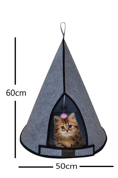 Bundera Cat Tower Gray Pet Pet Tent Cat Nest House Dog Bed Kennel Cushion