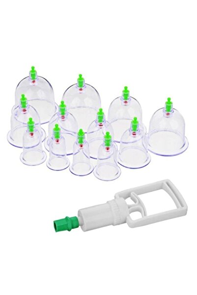 Bundeba 12li Kupa Çekme Vakumlu Masaj Aleti Hacamat Seti Selülit Cihazı