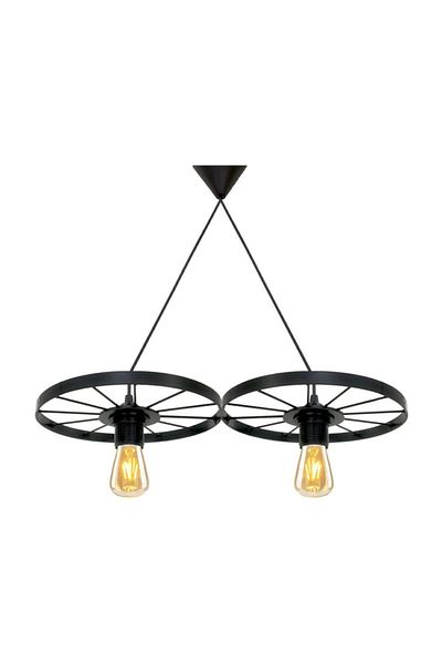 Bundera Bicycle Wheel Pendant Lamp Double Chandelier Metal Retro Wrought Iron Bar Hotel Restaurant Ceiling Lamp