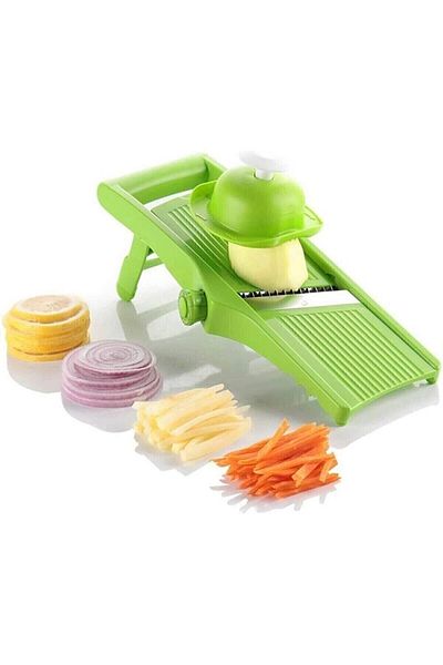 Bundera Multi-Purpose Grater with 5 Blades with Magazine, Stainless Steel Practical Chopping Cutting Kitchen Grater Set Green