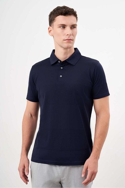 Morven Ανδρικό μπλουζάκι με γιακά πόλο Navy Blue Trend Dynamic Fit