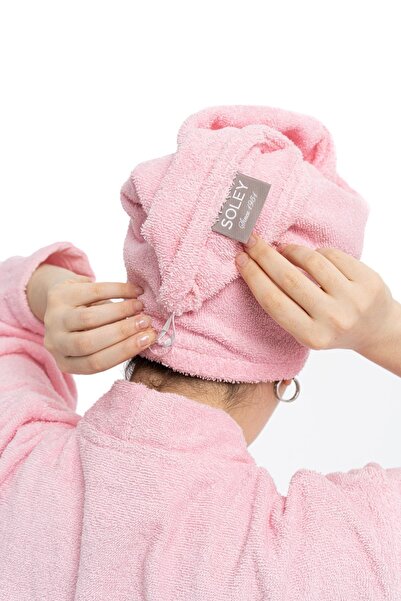 Soley Mayda - Extra Soft 100% Cotton Women's Bathrobe and Hair Cap Set