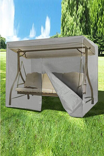 Bundera Casing Gri Üç Kişilik Tenteli Bahçe Salıncağı Hamak Koruma Örtüsü Yağmur Toz Önleyici Kılıf Branda