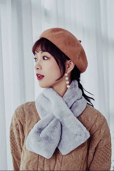 Bundera Welsoft Gray Plush Scarf Scarf Windproof Fleece Neck Collar Shawl