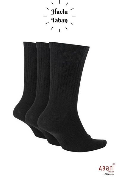 Abani Classic 6 броя спортни чорапи с кърпа, кадифе, черни, унисекс, Socket Breeze, изкуствена трева, тенис, тренировка